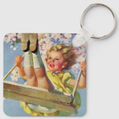 ヴィンテージ子、木に揺れる女の遊子 キーホルダー (裏面)