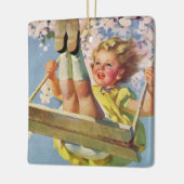 ヴィンテージ子、木に揺れる女の遊子 セラミックオーナメント (左)