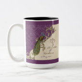 ヴィンテージ孔雀とエッチングヒンドゥー結婚ズの贈り物 ツートーンマグカップ (左)