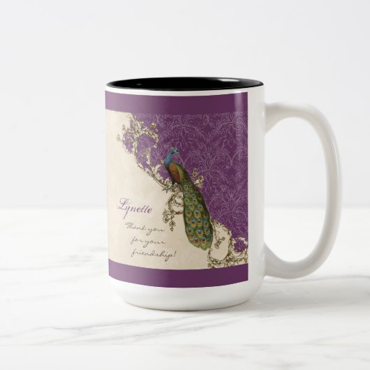 ヴィンテージ孔雀とエッチングヒンドゥー結婚ズの贈り物 ツートーンマグカップ (右)