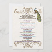 ヴィンテージ孔雀とエッチング結婚のゲームIスパイホワイト 招待状 (正面)