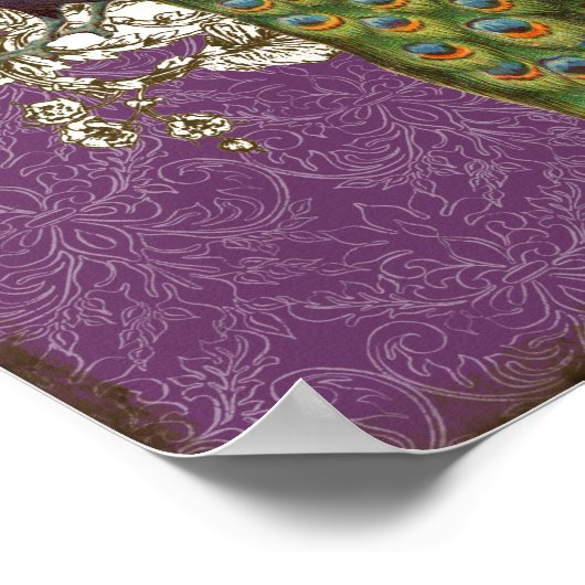 ヴィンテージ孔雀とエッチング結婚- パーソナライズされた ポスター (角)