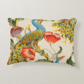 ヴィンテージ孔雀とケシのイラスト アクセントクッション (裏面)