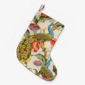 ヴィンテージ孔雀とケシのイラスト スモールクリスマスストッキング (正面 (吊り時))