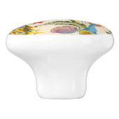 ヴィンテージ孔雀とケシのイラスト セラミックノブ (側面)