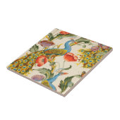 ヴィンテージ孔雀とケシのイラスト タイル (側面)