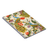 ヴィンテージ孔雀とケシのイラスト ノートブック (右側)