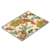 ヴィンテージ孔雀とケシのイラスト ノートブック (左側)