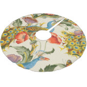 ヴィンテージ孔雀とケシのイラスト ブラッシュドポリエステルツリースカート (アングル)