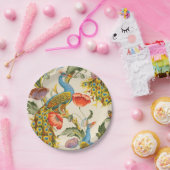 ヴィンテージ孔雀とケシのイラスト ペーパープレート (パーティー)