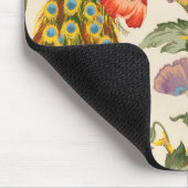 ヴィンテージ孔雀とケシのイラスト マウスパッド (コーナー)