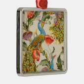 ヴィンテージ孔雀とケシのイラスト メタルオーナメント (右)