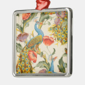 ヴィンテージ孔雀とケシのイラスト メタルオーナメント (左)