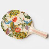 ヴィンテージ孔雀とケシのイラスト 卓球ラケット (横)
