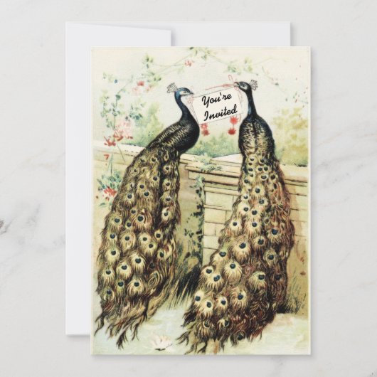 ヴィンテージ孔雀のブライダルティーパーティー 招待状 (正面)
