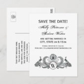 ヴィンテージ孔雀のモノグラム 案内ポストカード (正面/裏面)