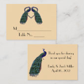 ヴィンテージ孔雀の個々のテーブル番号カード プレイスカード (正面/裏面)