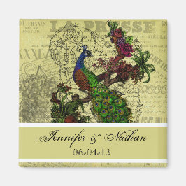 ヴィンテージ孔雀の名称と日付磁石 マグネット