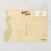 ヴィンテージ孔雀の手紙と切手&消印 ポストカード (裏面)