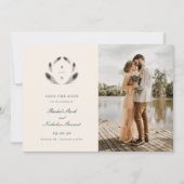 ヴィンテージ孔雀の結婚式の日付を保存 セーブザデート (正面)