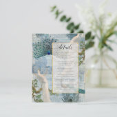 ヴィンテージ孔雀の羽ブルーホワイトスクリプト詳細 エンクロージャーカード (スタンド正面)