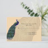 ヴィンテージ孔雀の返信カード 出欠カード (スタンド正面)