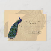 ヴィンテージ孔雀の返信カード 出欠カード (正面/裏面)