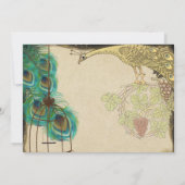 ヴィンテージ孔雀の鳥のケージ羽の結婚式の招待 招待状 (裏面)