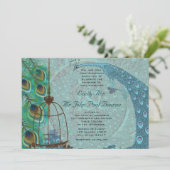 ヴィンテージ孔雀の鳥のケージ羽の結婚式の招待 招待状 (スタンド正面)