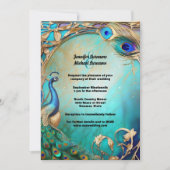 ヴィンテージ孔雀の鳥羽華美アールヌーボー 招待状 (正面)