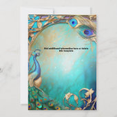 ヴィンテージ孔雀の鳥羽華美アールヌーボー 招待状 (裏面)