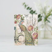 ヴィンテージ孔雀はがき ポストカード (スタンド正面)