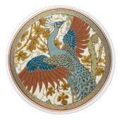 ヴィンテージ孔雀アールヌーボーフローラルパターン セラミックノブ (正面)