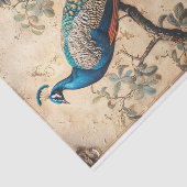 ヴィンテージ孔雀インディアン絵画のデクページ 薄葉紙 (詳細)