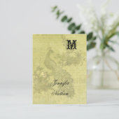 ヴィンテージ孔雀ウェディングRSVPカード 出欠カード (スタンド正面)