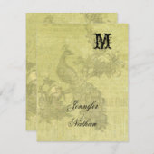 ヴィンテージ孔雀ウェディングRSVPカード 出欠カード (正面/裏面)