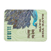 ヴィンテージ孔雀ウッドグレイン日付を保存 マグネット (横)