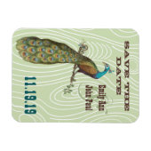 ヴィンテージ孔雀ウッドグレイン日付を保存 マグネット (横)