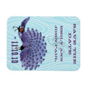 ヴィンテージ孔雀ウッドグレイン日付を保存 マグネット (横)