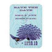 ヴィンテージ孔雀ウッドグレイン日付を保存 マグネット (縦)