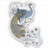 ヴィンテージ孔雀クロモリトグラフ シール (正面)