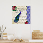 ヴィンテージ孔雀コラージュのアートポスター ポスター (キッチン)