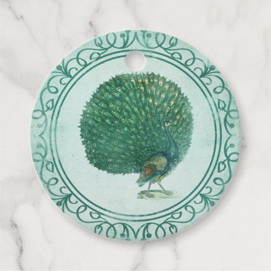 ヴィンテージ孔雀スクラップブック装飾ラベル フェイバータグ (正面)