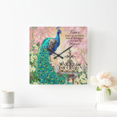 ヴィンテージ孔雀タイムウォールクロック スクエア壁時計 (ホーム)