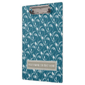 ヴィンテージ孔雀ティール(緑がかった色)ブルーシームレスフローラルパターン クリップボード (左)