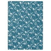 ヴィンテージ孔雀ティール(緑がかった色)ブルーシームレスフローラルパターン クリップボード (裏面)