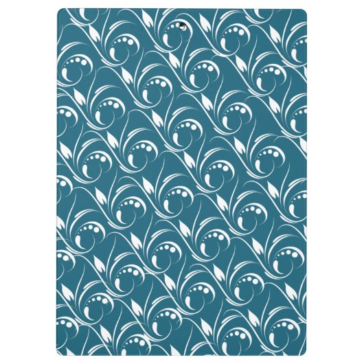 ヴィンテージ孔雀ティール(緑がかった色)ブルーシームレスフローラルパターン クリップボード (裏面)