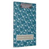 ヴィンテージ孔雀ティール(緑がかった色)ブルーシームレスフローラルパターン クリップボード (右)