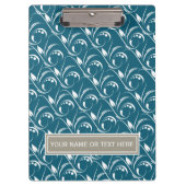 ヴィンテージ孔雀ティール(緑がかった色)ブルーシームレスフローラルパターン クリップボード (正面)