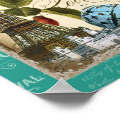 ヴィンテージ孔雀ティール(緑がかった色)披露宴表座席表 ポスター (角)